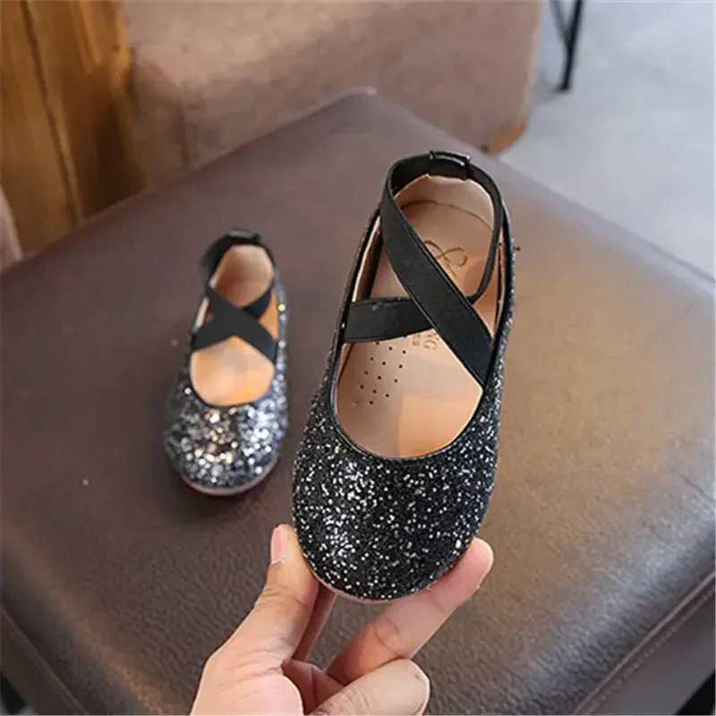 Girls Princess Shoes Spring Autumn Baby Soft Sole Dance Ballet Flats Three Color Kids Pink Bling Cute School Student FootwearT250306