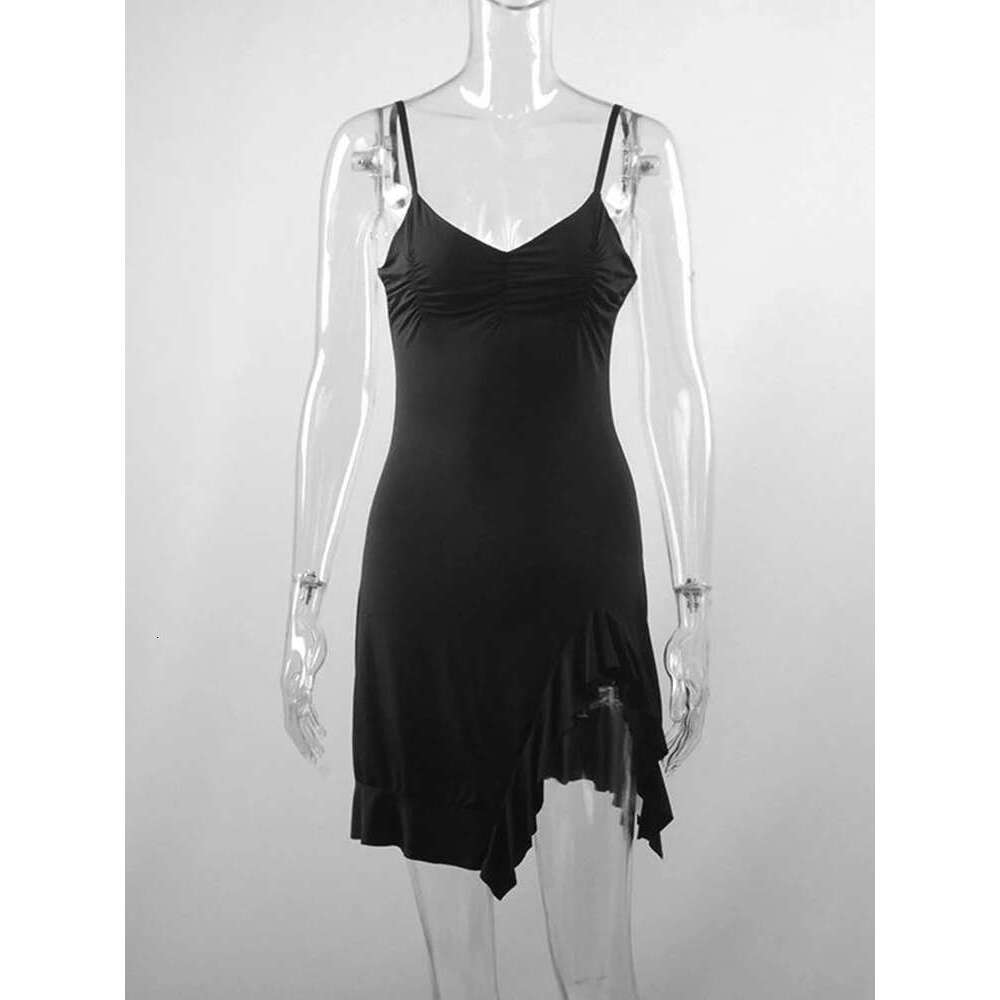 Summer Sexy Mini Women Sleeveless Streetwear Strap Backless Bodycon Folds Split Dress Party Club Elegant A-E Dresses KLMY