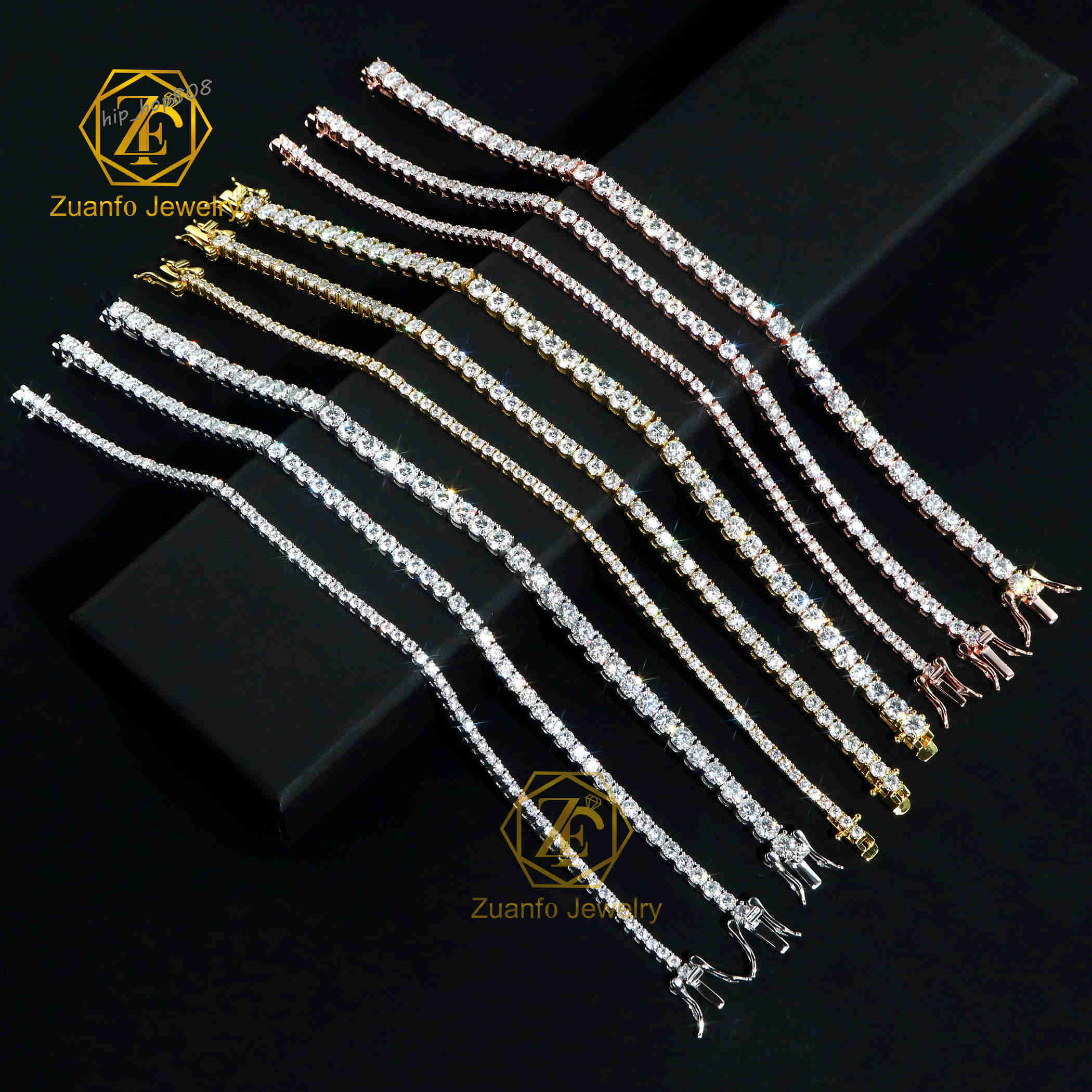 Custom 3mm Lab Grown Diamond Tennis Chain Bracelet 10K 14K Solid Gold for Women and Men Jewelry Bangles Bracelets