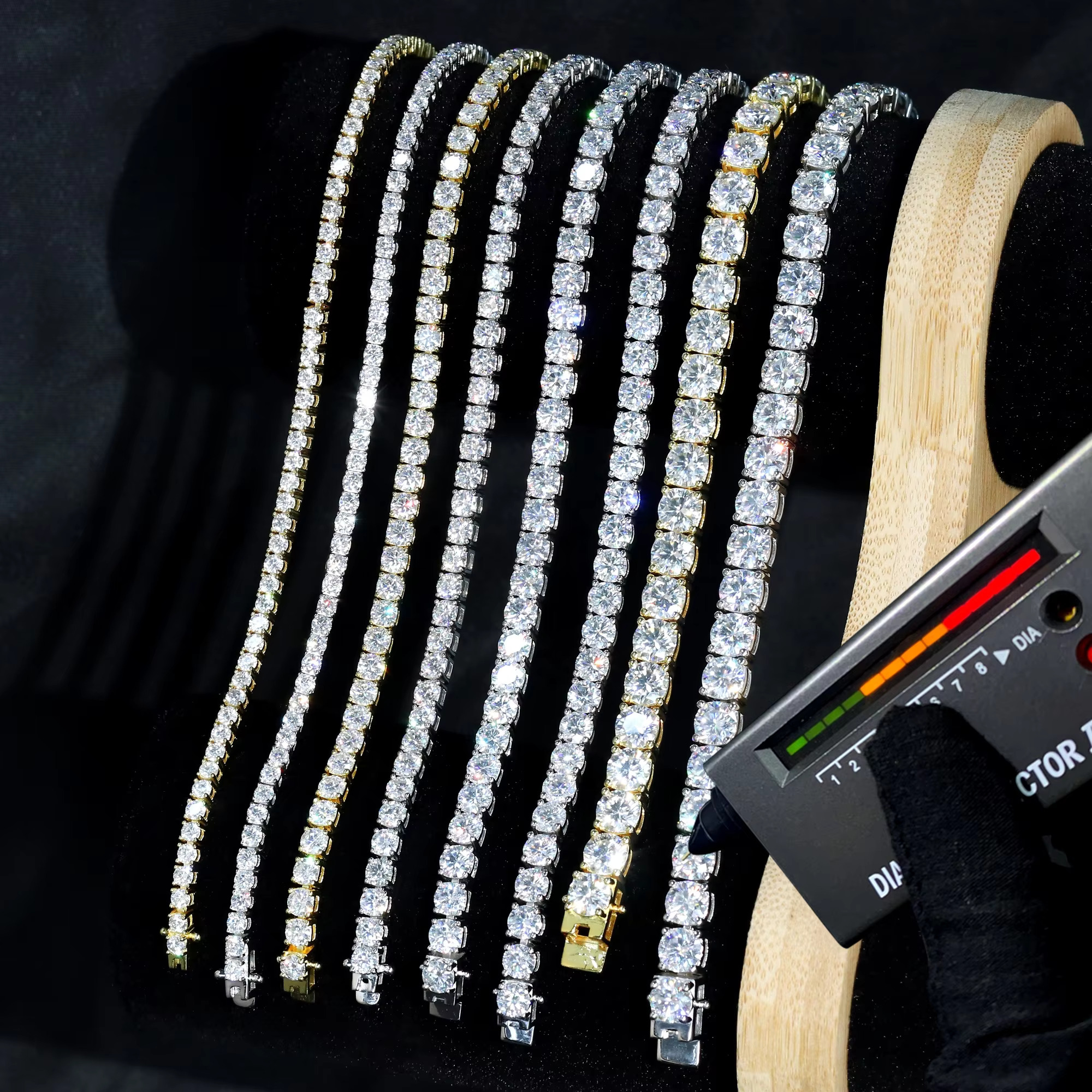 High Quality Ladies Jewelry 10K 14K Solid Gold 2mm 3mm 4mm 5mm D VS1 Round HPHT Lab Grown Diamond Tennis Bracelet for Gift
