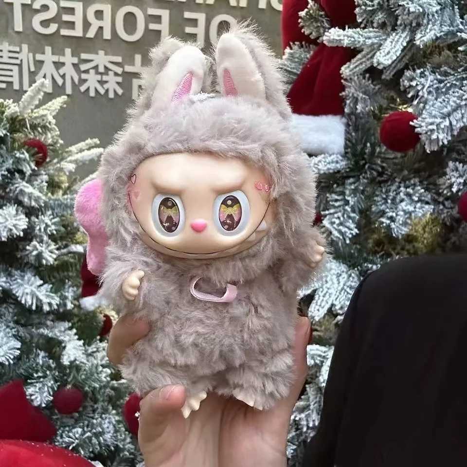 High Quality 1 1 Replica Labubu Mokoko Christmas 14th Anniversary Labubu handmade Change Red Bow Cute Fairy Doll Toy Xmas GiftsT250306