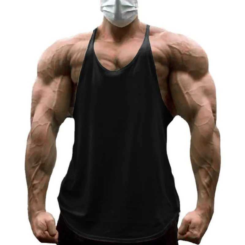 Hot Selling Solid Color Mens Sports Vest Pure Cotton Fitness Slim Belt Herringbone Back CamisoleT250318
