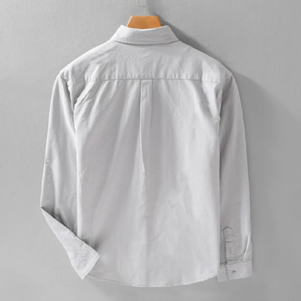 Spring cotton long sleeve shirts for men Solid regular white shirt Business Casual mens soft clothes Tops 250227