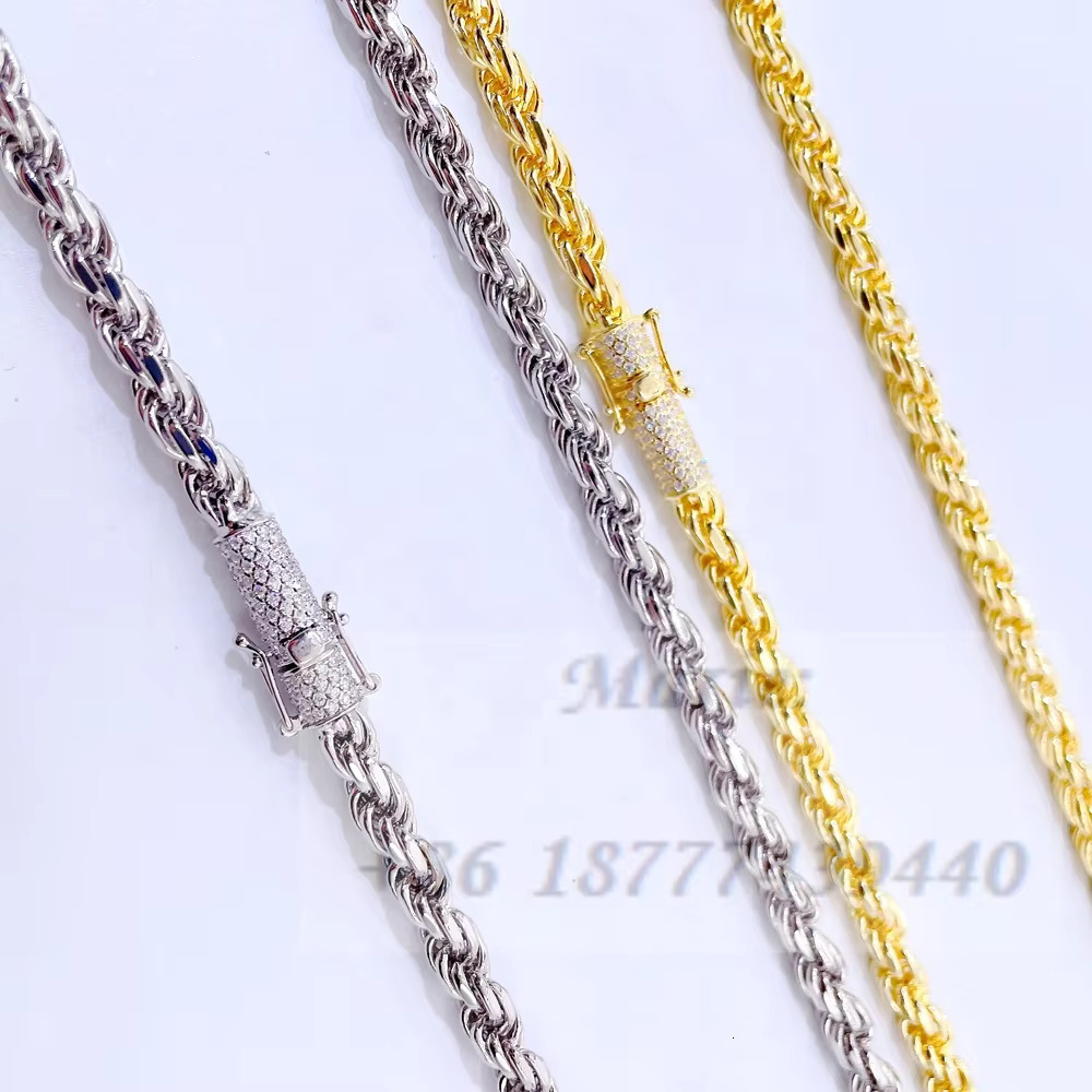 Wholesale Price High Quality Necklace 6mm Width Necklace 925 Silver Rope Chains Diamond Rope Chain
