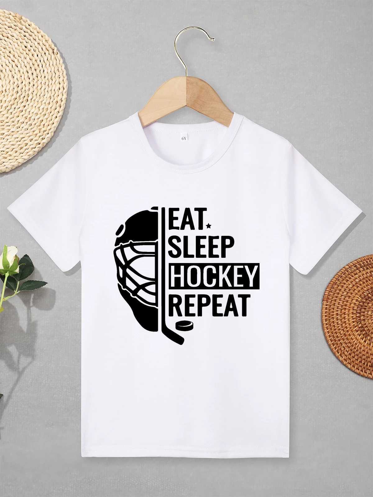 Hockey Lover Boy T-shirt Hipster Cool Urban Streetwear Summer Casual Kids Shirt Short Sleeve Black Tops 3 to 7 Year ChildrenT250306