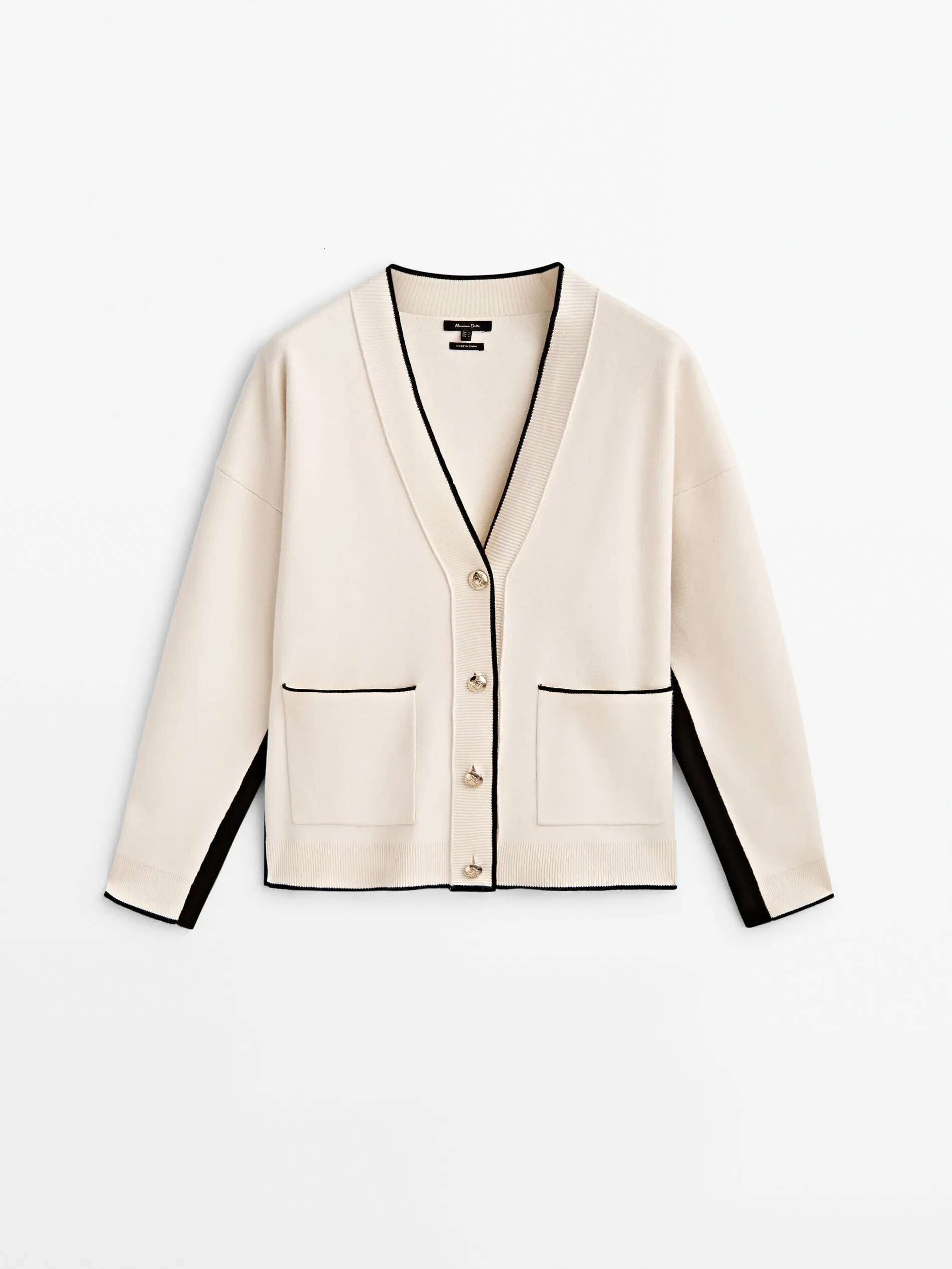 Ethereal MD 2025 Massidutti Spring New Style Of Slim-Fit Patchwork Design Pocket Temperament Women's Knit Cardigan Sweater