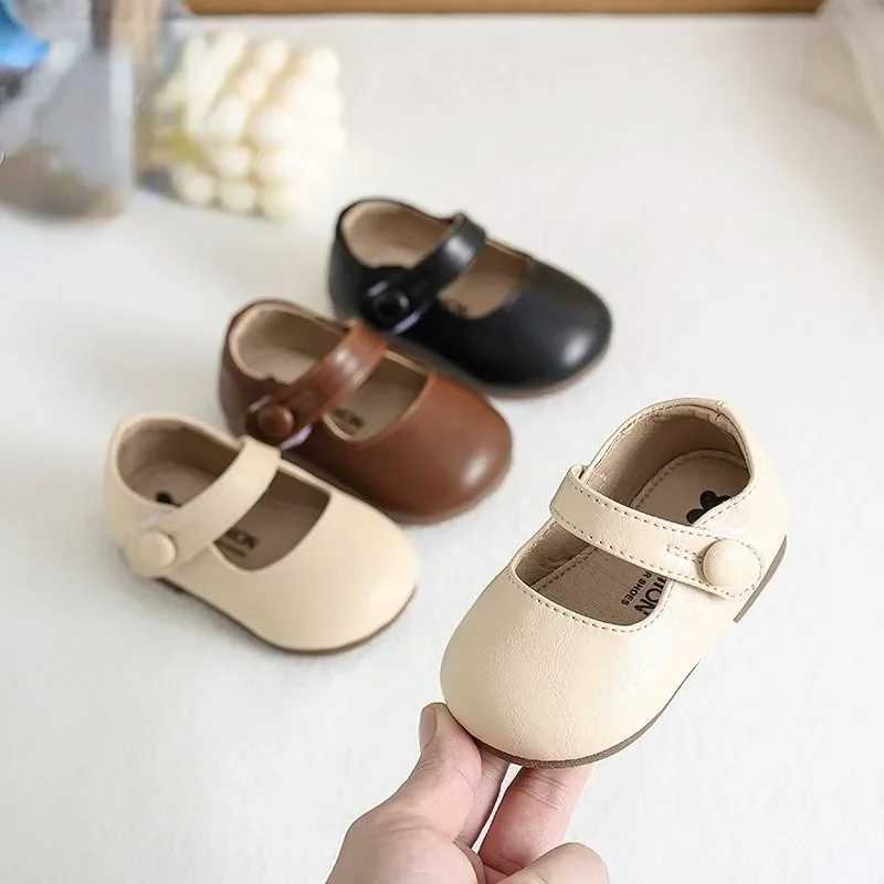 Unishuni Toddler Shoes Girl Mary Jane Flats for Baby Children Soft Non-Slip Rubber Sole Casual Shoes Princess Leather Dress ShoeT250306