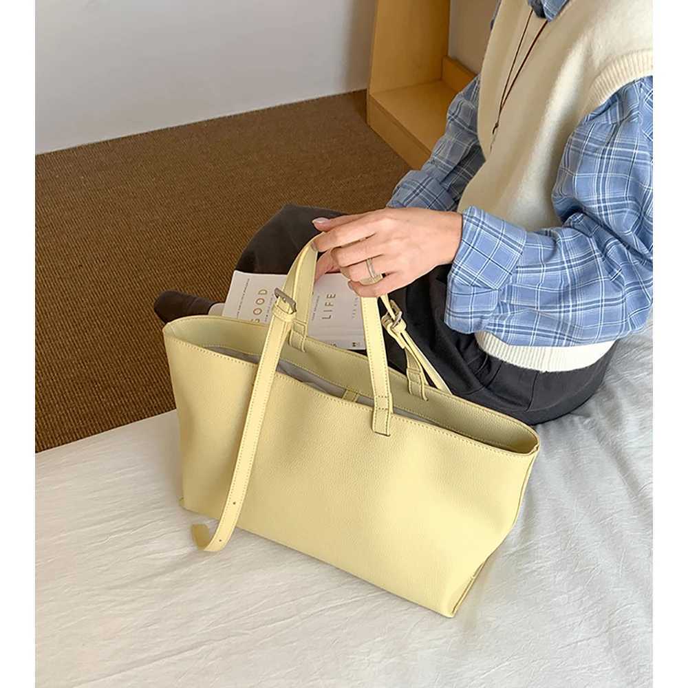Premium Texture Large Capacity Tote Bag Wen Korean Style Cmuting Shoder Bags Soft Leather Lady Hand-held Totes Pack Y250305