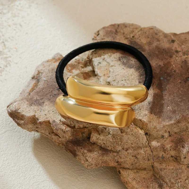 Retro metal shiny surface smooth hair loop fashionable personality hair loop punk wild hair rope hair accessory X250306