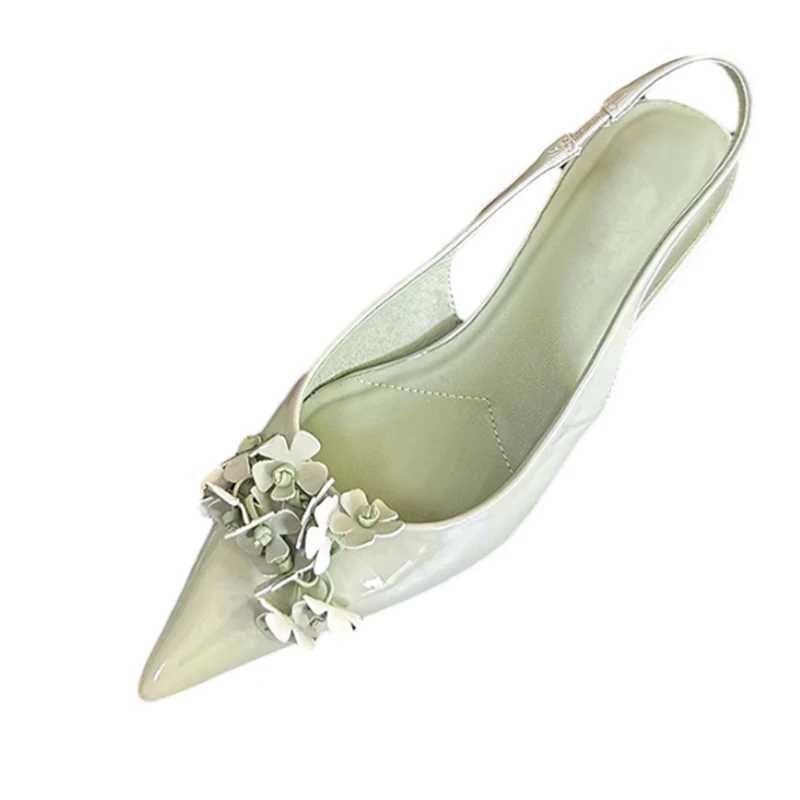 Flower Pointed Toe Sandals New Mid 2025 Elegant Summer Trend Pumps Wen Shoes From Shallow Party Zapatillas Y250306