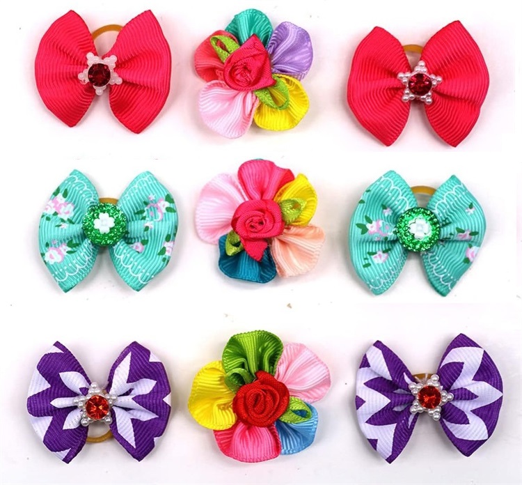 100PCS Cute Handmade Puppy Dogs Hair Bows Pet Dog Hairs Accessories Flower Bows Dog Grooming Bows for Small Dogs Pet Products LT1628