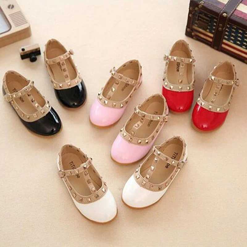 children casual shoes girls spring autumn leather shoes fashion Rivet princess baby shoes Kids girls sandalsT250306