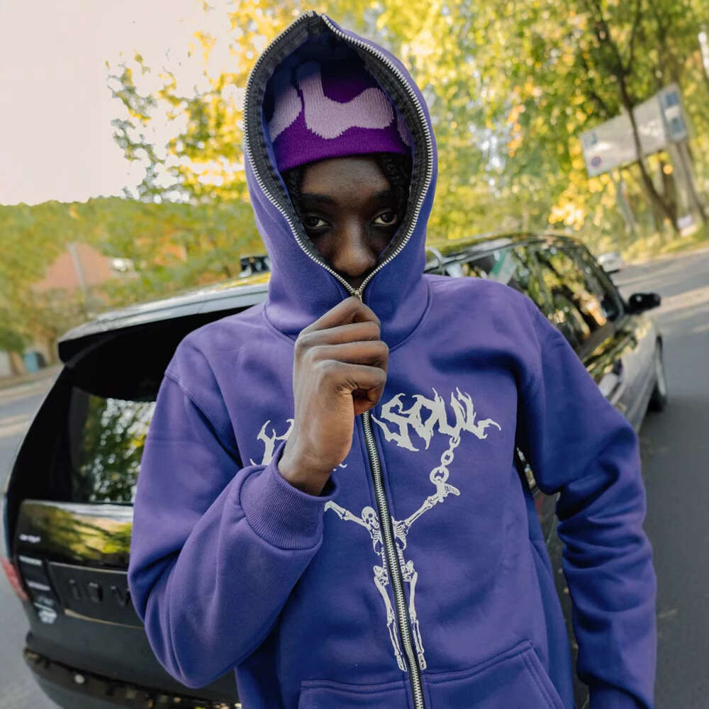 2025 autumn/winter Y2K unisex printed casual trend zipper hoodie sweatshirt gift for man
