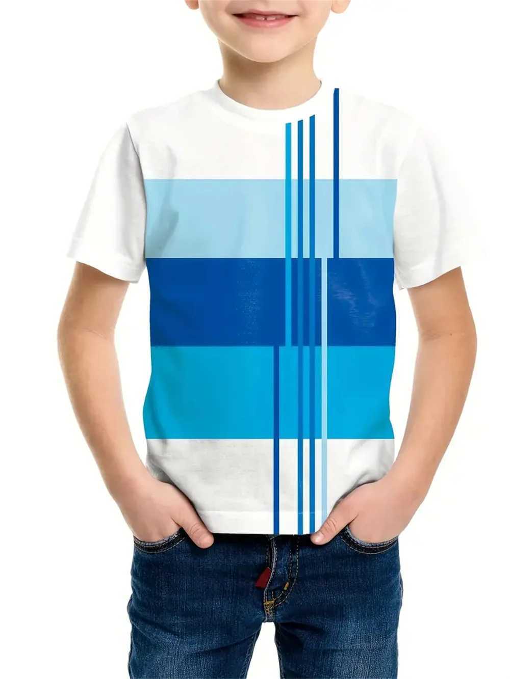 Striped Simplicity 3d Print Tee Shirt Kids Boys Clothes Short Sleeve Casual Childrens Clothing Fashion T Shirt For BoysT250306