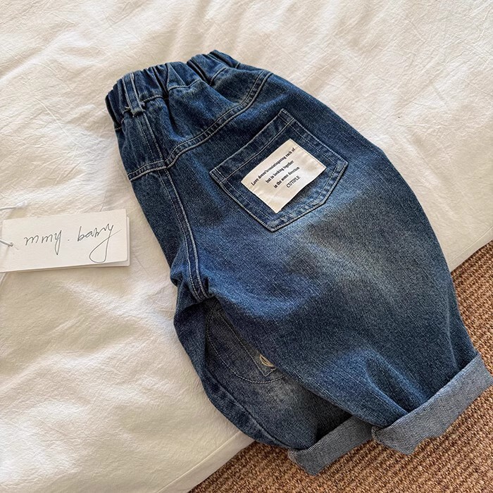 Ddmyshoesvip Spring New Collection Of Wear Children S Perforated Jeans Korean Edition Boys Pants Male And Female Baby Pants Trendy Style