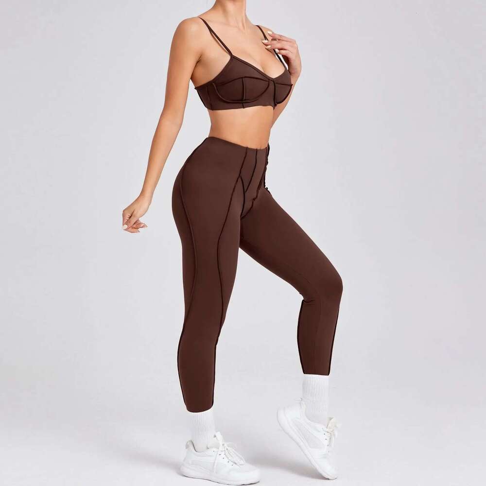 New Yoga Set Women Tracksuit Workout Athletic Suit Gym Push Up Legging Fiess Bra Sports Active Wear KLMY