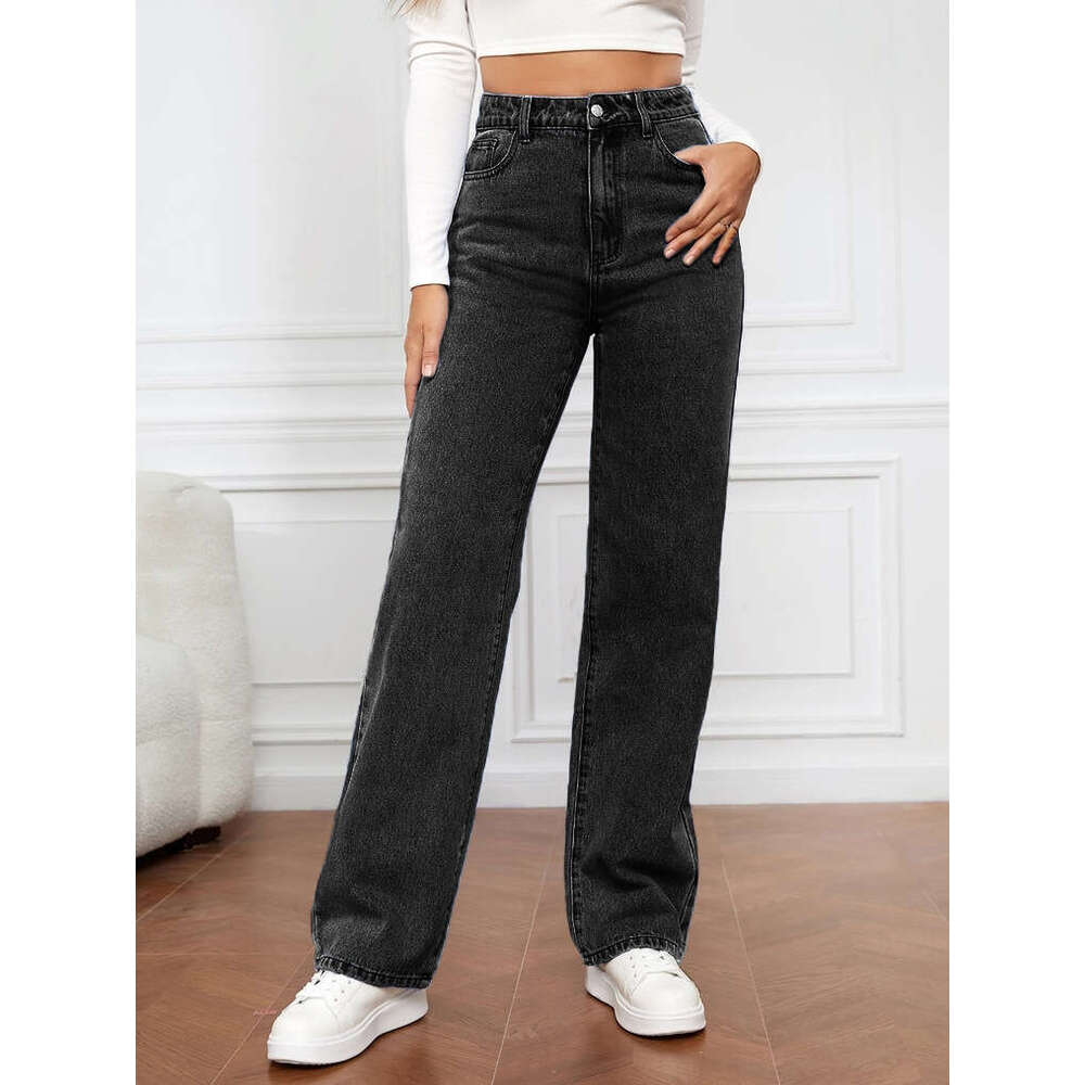 Y2k Pants Tender Ropamujer 2025 New High Waisted Washed Womens Jeans Long Fashionable and Versatile Straight Leg Pants New Product Loose Printing Fash