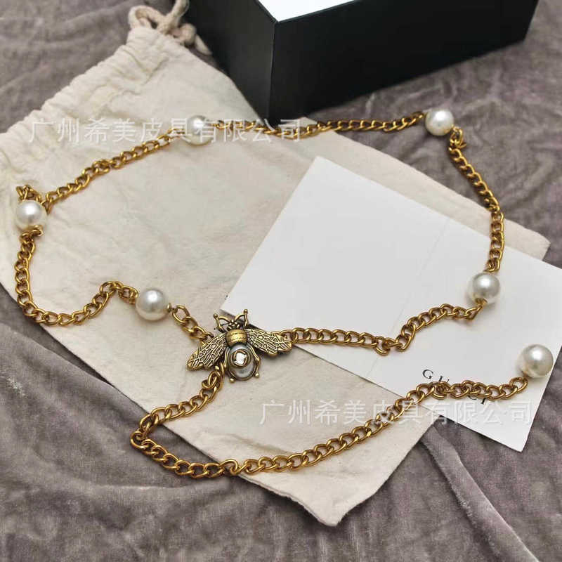 belts for women designer belt Advanced New Women's Waist Chain Pearl Splicing Metal Chain Waist Chain Belt Dress Decorative Chain