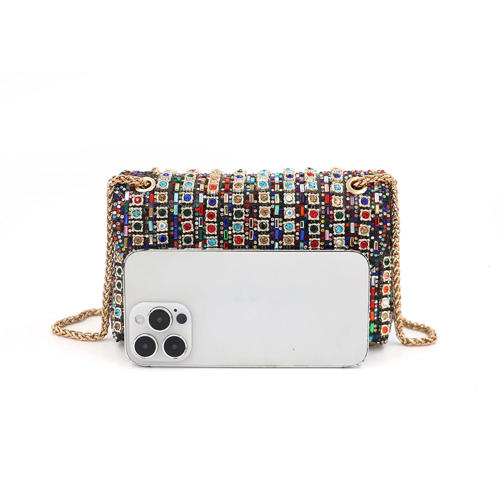 Gorgeous Pu Sparkling Diamond Flip Envelope Bag Evening Bag Womens Shoulder Bag Can Be Worn Cross-Body Wedding Party with Dress Skirt 250306