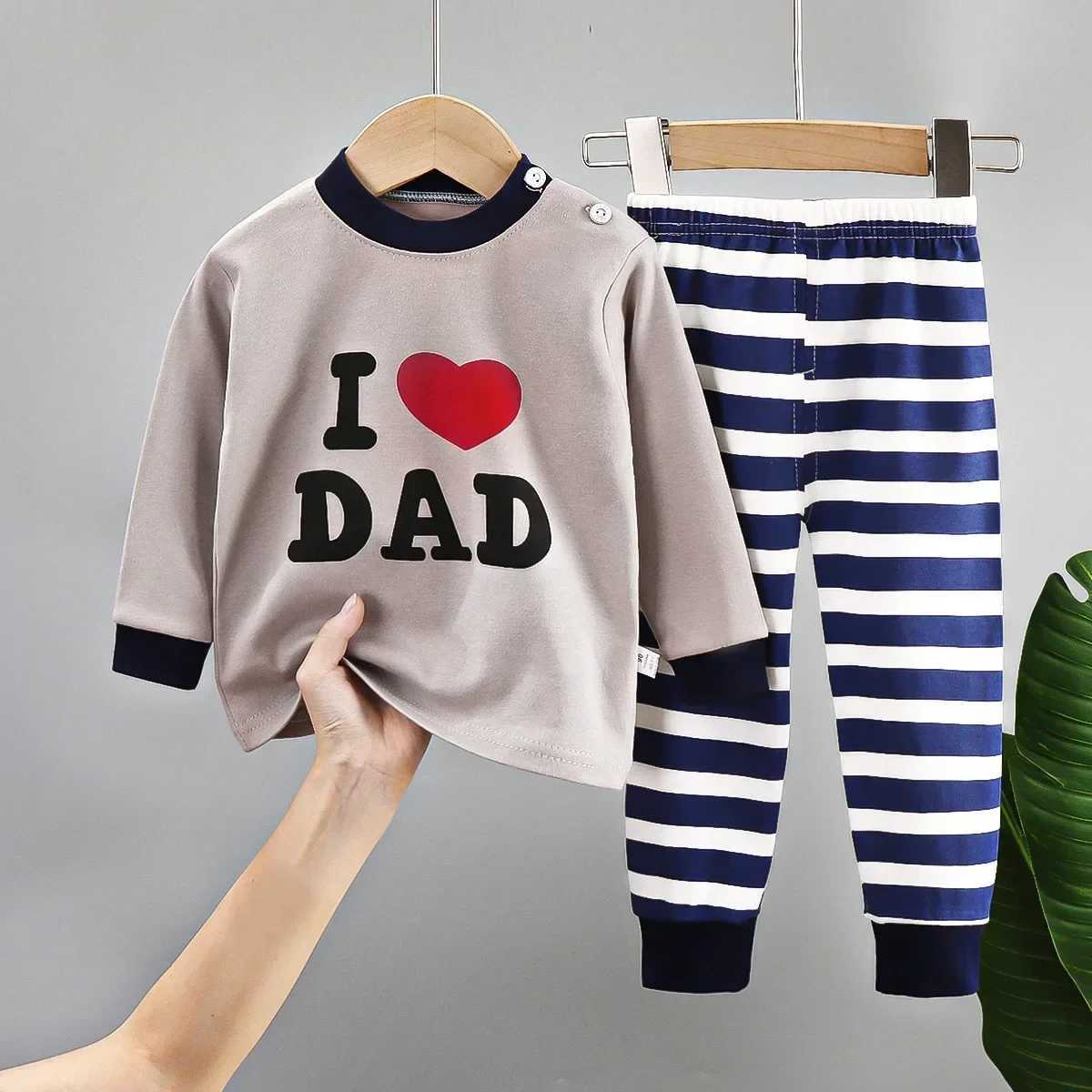 New Kids Boys Girls Pure Cotton Pyjamas Cute Cartoon Long Sleeve Pyjamas Toddler Baby Autumn Sleepwear Childrens Clothing Sets M250306