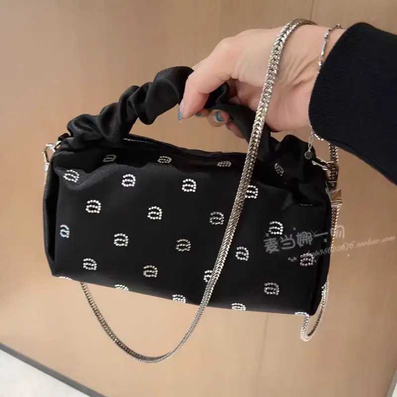 Brand Designer Rhinestone Handbag Wang Fashion Womens Tote Shoulder Chain Crossbody Bag Wallet New Y250306