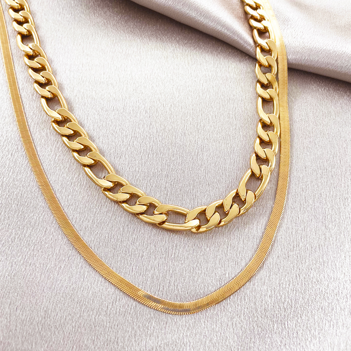 Fashion Simple Double Snake Bone Chain Creative Personality Alloy Laminated Necklace Women Designer Jewelry