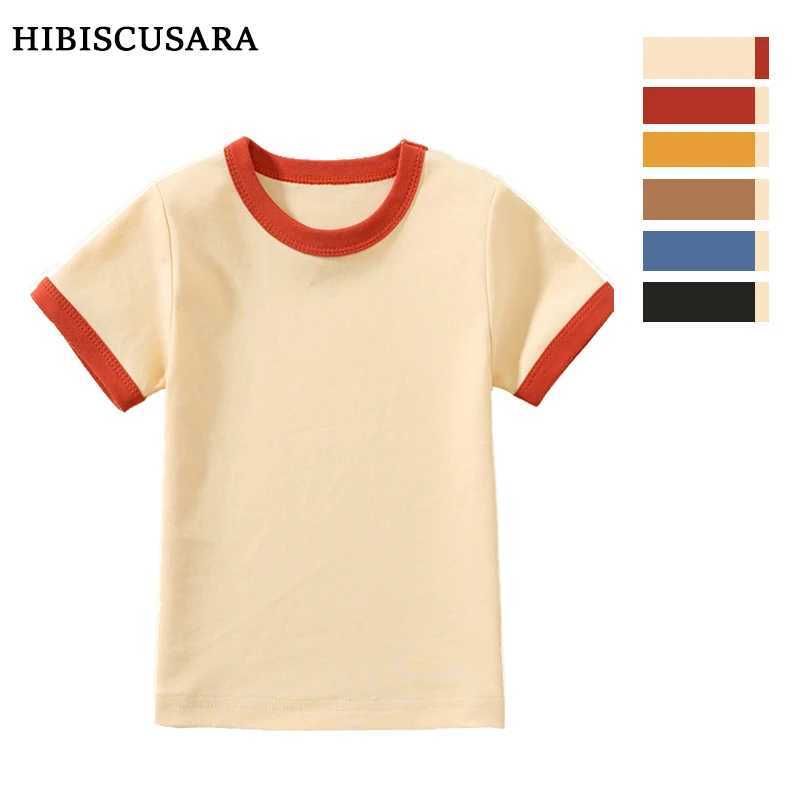 100% Cotton Small Children Summer Short Sleeve T-shirt Boys Girls Color Matching Soft Comfy Tops Tees Kids T-shirts Casual T250603