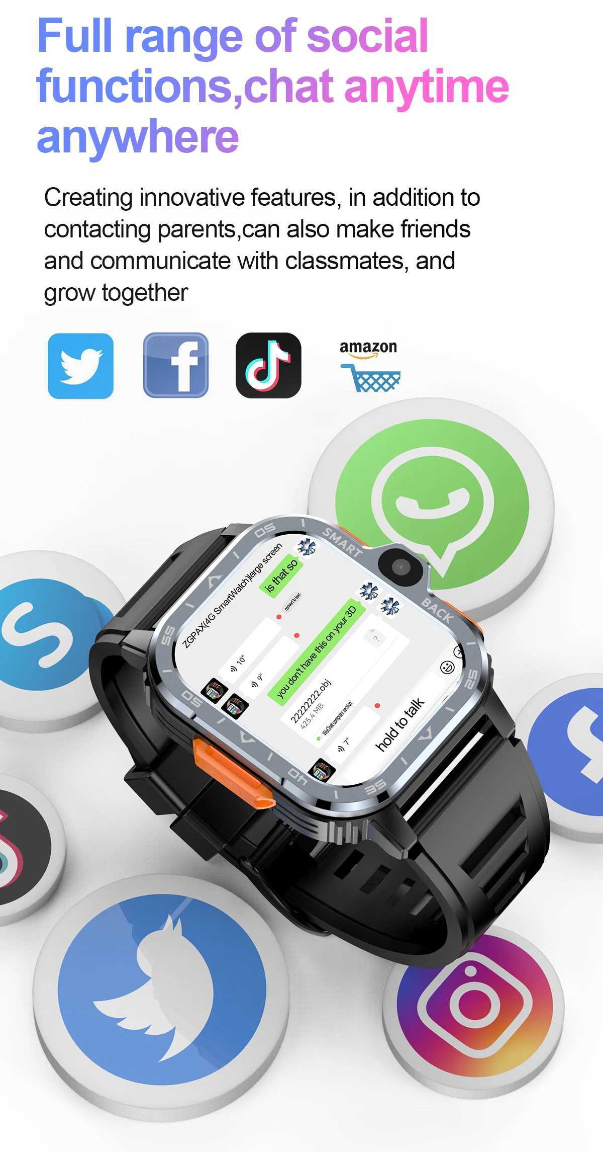 Valdus PGD Android Smart Watch Mens GPS 16G/64G ROM Storage HD Dual Camera NFC 2G 4G SIM Card WIFI Wireless Fast Internet Access O250306