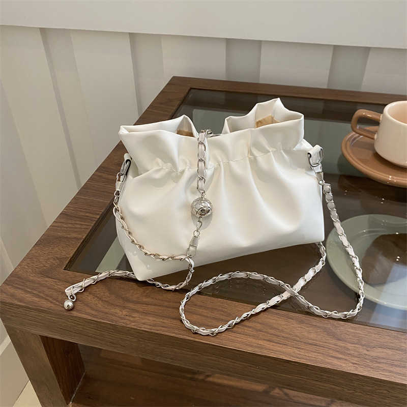 Niche texture bag for women 2024 new summer versatile chain shoulder crossbody bag high-end pleated cloud bag Y250306