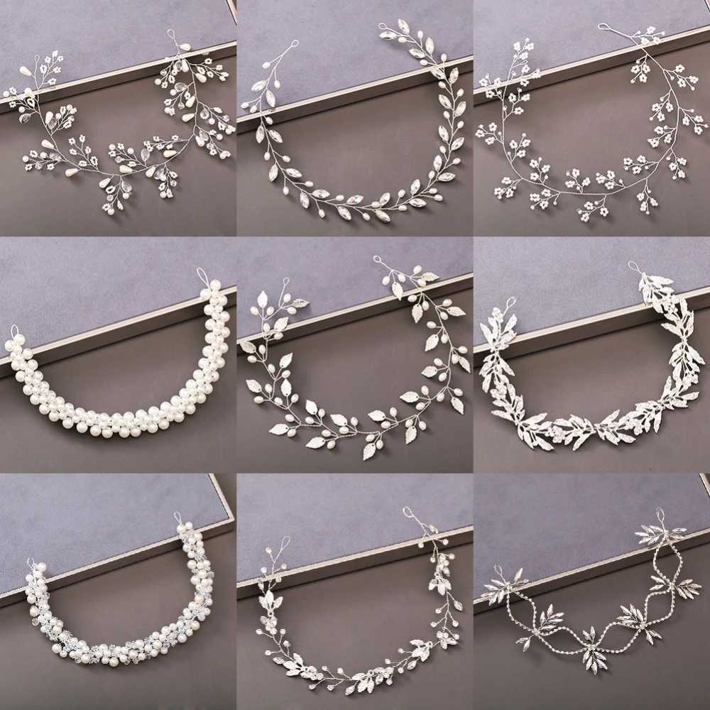 Pearl Crystal Bridal band Hairband Rhinestone Wedding Hair Accessories Jewelry Vine For Wen Bride Tiara band piece X250306