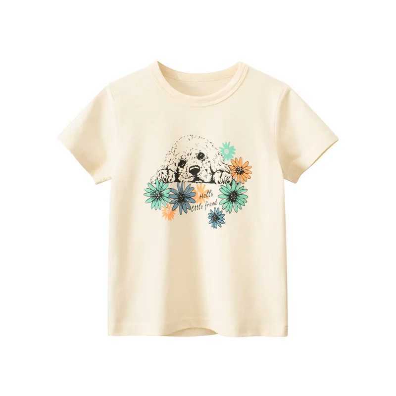 2025 Korean Summer Short Sleeve Children Girl T-shirts Printed 2-8 Years Cotton Toddler Girl Tops Kids Baby Girl Tees ClothesT250306