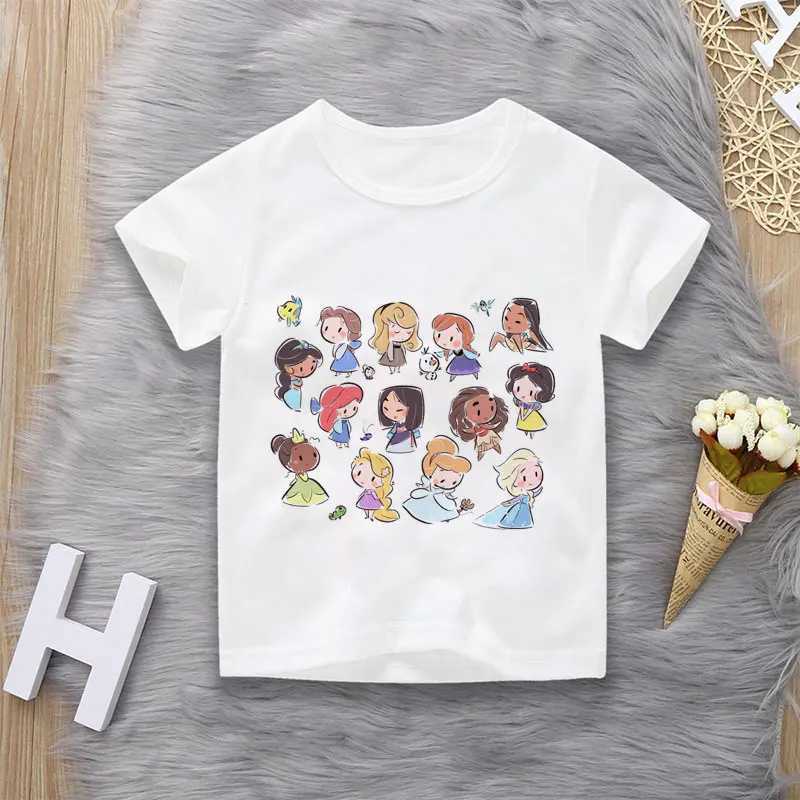 Unisex Summer Childrens Clothing Princess Cute Cartoon Boy And Girl T-shirt Aesthetics Fun Kid Top Crew Neck White Short SleeveT250603