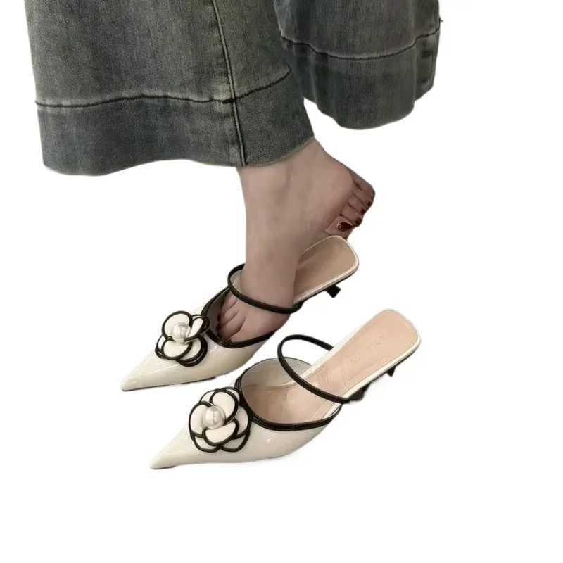 Luxury Pointed Toe H Designer Flower Sandals Fem Elegant And Shallow Me Slippers Shoes Wens Sandals Summer 2025 Y250306