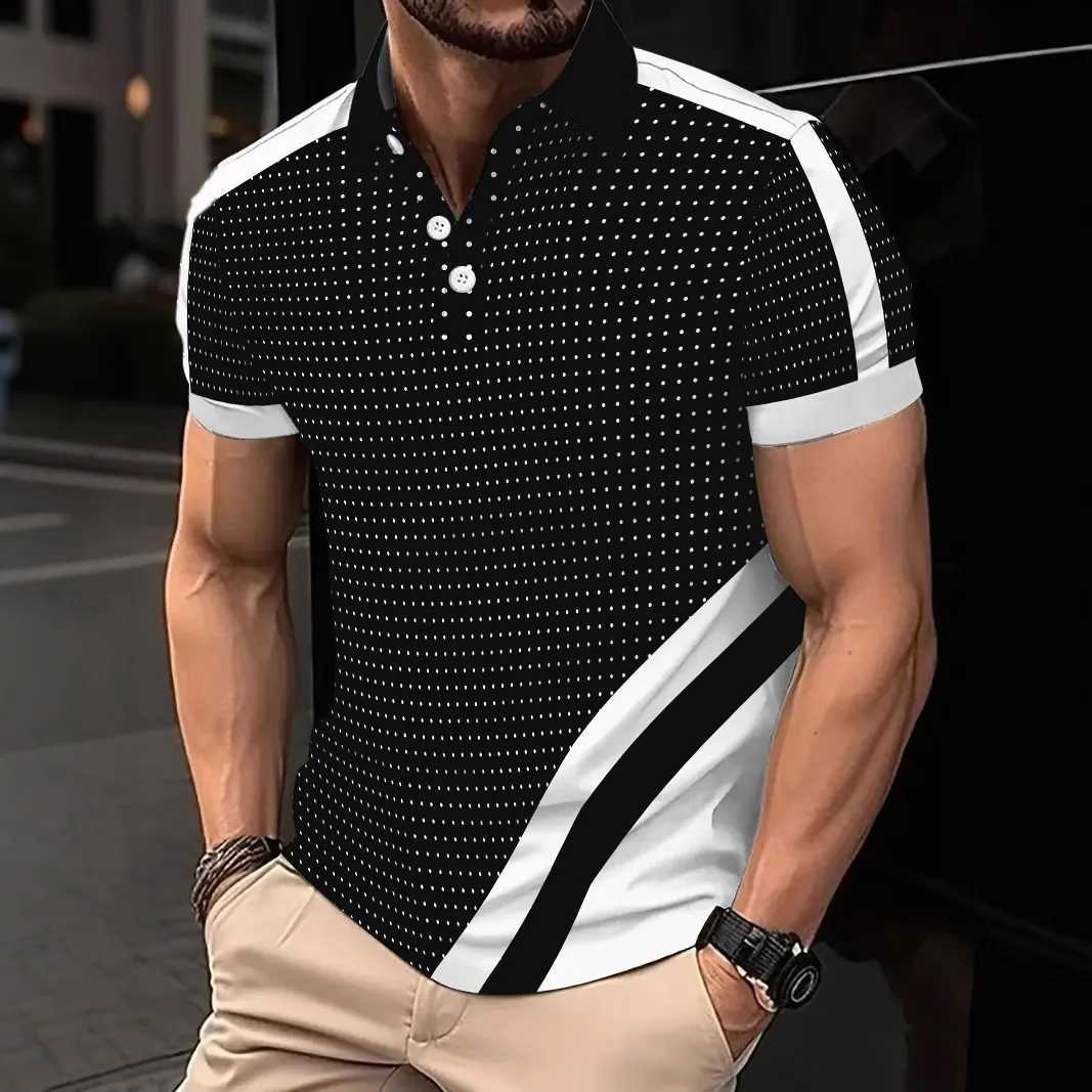 New summer 2025 European and American fashion sports POLO shirt button mens leisure and fitness short-sleeved polo shirt X250306