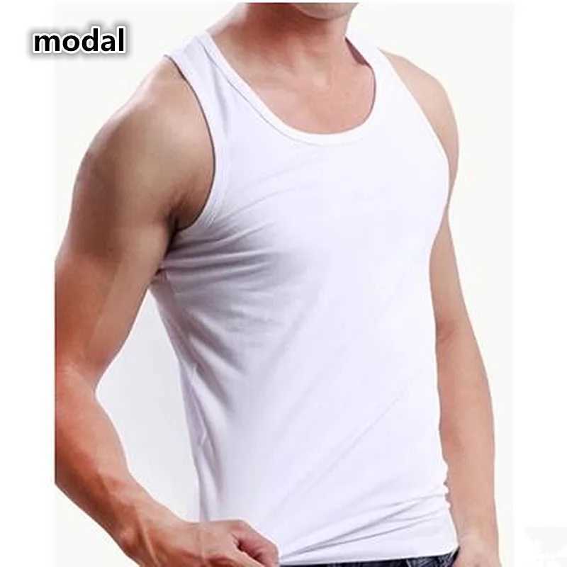 2023 modal Big Size Summer men clothing Tank Tops L-6XL Singlets Sleeveless fitness men vest bodybuilding Breathable t shirtT250318