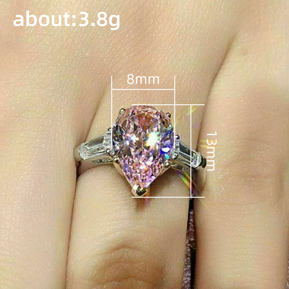 Wedding Ring Luxury Jewelry 925 Sterling Silver Round Cut Pink Topaz Diamond Gemstones Party Women Eternity Engagement Bridal Ring Gift