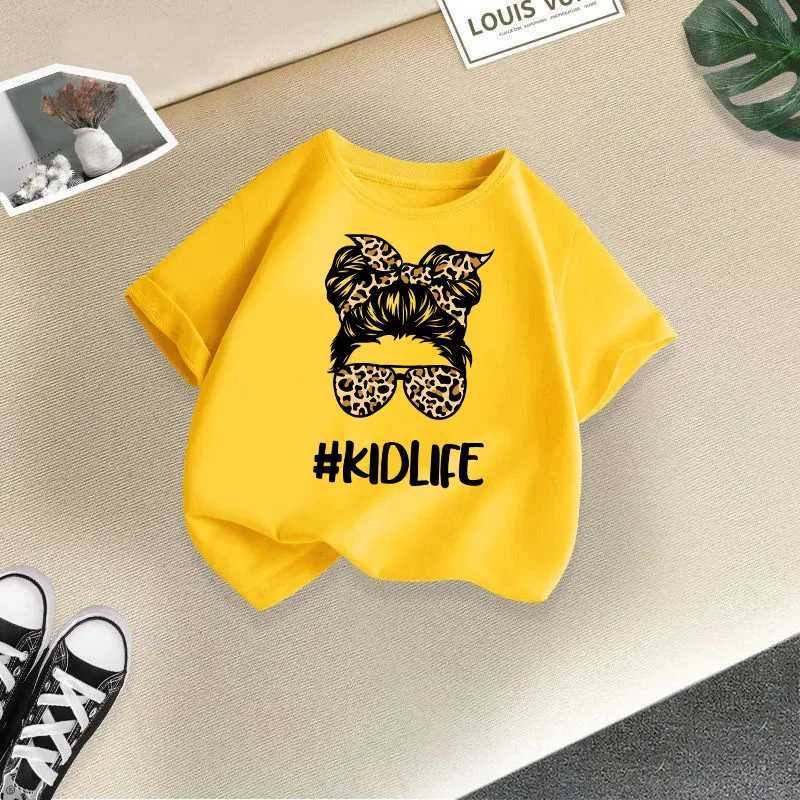 2024 Childrens clothing summer Fun Girl print T-shirt childrens fashion short sleeved T-shirt round neck top for girlsT250306