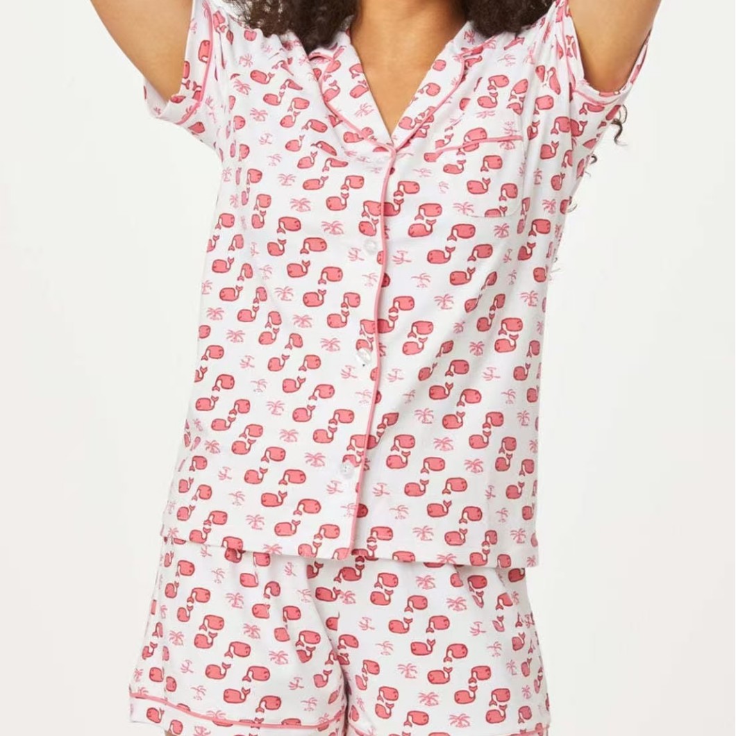 B752-European and American cross-border women's clothing new loose short-sleeved shorts pajamas women's simple casual home clothes