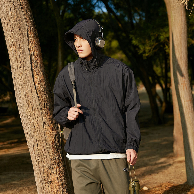 tracksuit Mountain style sun women, waterproof and UV resistant UPU50+sun protection clothing for men, loose fit hooded jacket, skin windbreaker