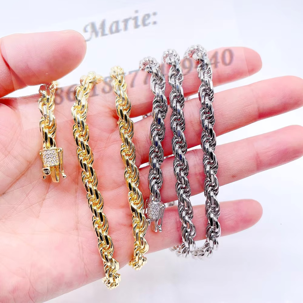 Wholesale Price High Quality Necklace 6mm Width Necklace 925 Silver Rope Chains Diamond Rope Chain