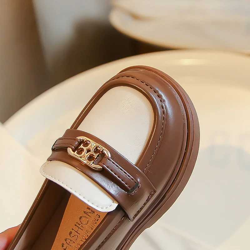 Children Loafers Patchwork Elegant Slip-on Unisex School Boys Girls Leather Shoe Spring Chunky Pu Leather Chic Kids Shoe 23-35T250306