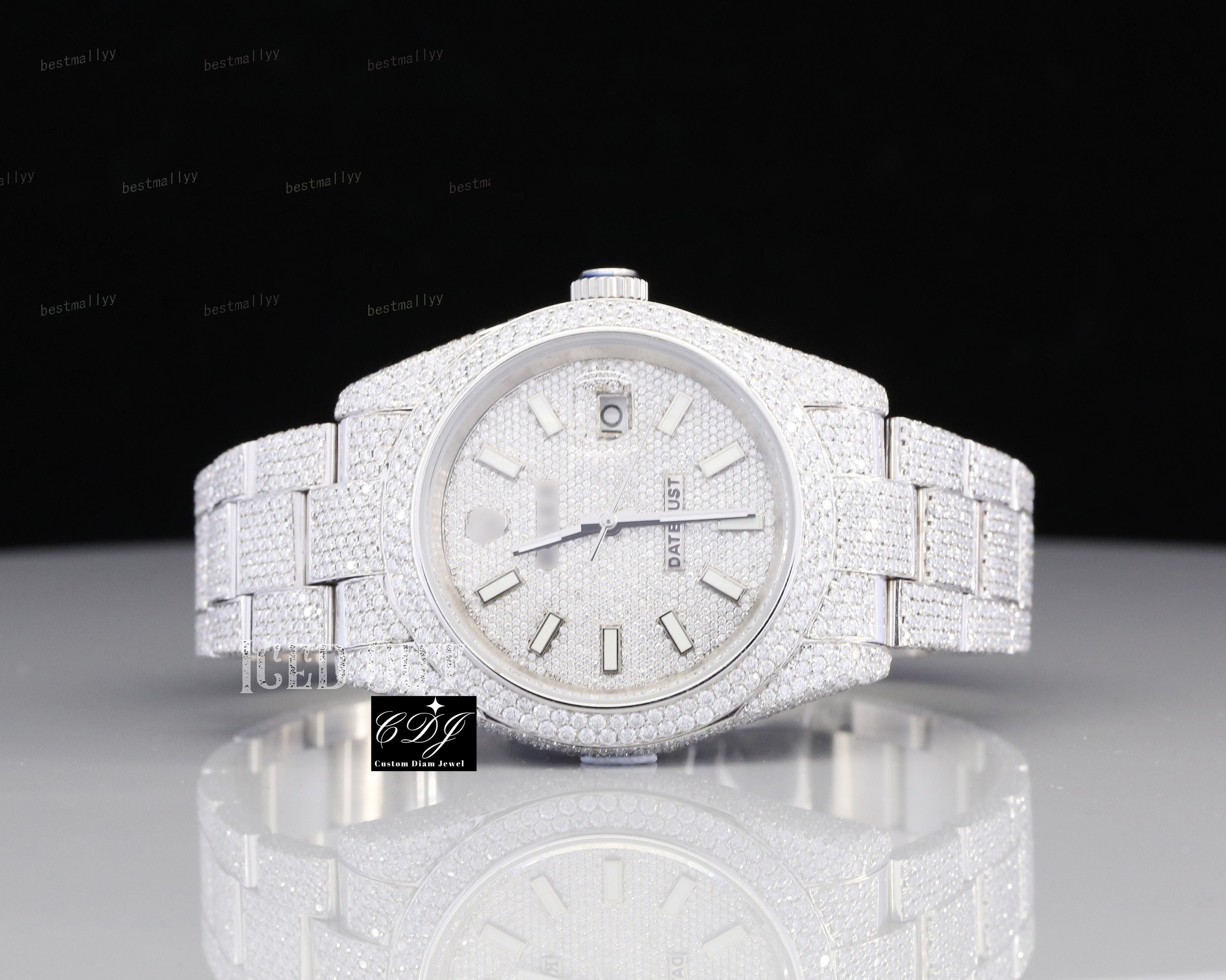 Custom VVS Moissanite Dia Watches Iced Out Men and Women Jewelry Handmade Bust Down Wrist Watch