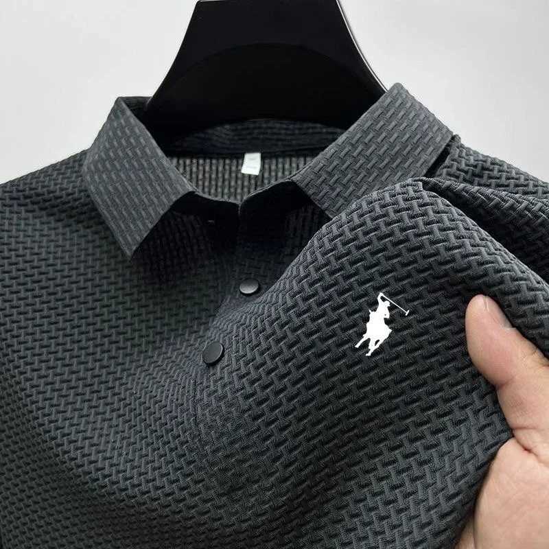 2025 new summer high quality casual mens ice silk short sleeve POLO shirt fashion outdoor comfortable breathable top T-shirt X250306
