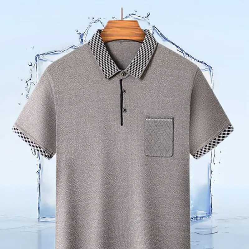 Mens Clothing 2023 Summer Fashion Business Casual Buttons Polo Shirt Male Short Sleeve Loose Pocket Comfortable Cotton Tee Tops X250306