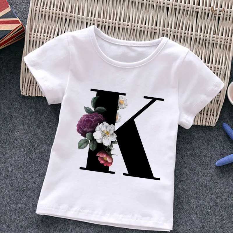 Alphabet Kids Baby Fashion Childrens Printed T-shirt Short Sleeve Clothes Boys and Girls Round Neck Letter Print T-shirtT250306