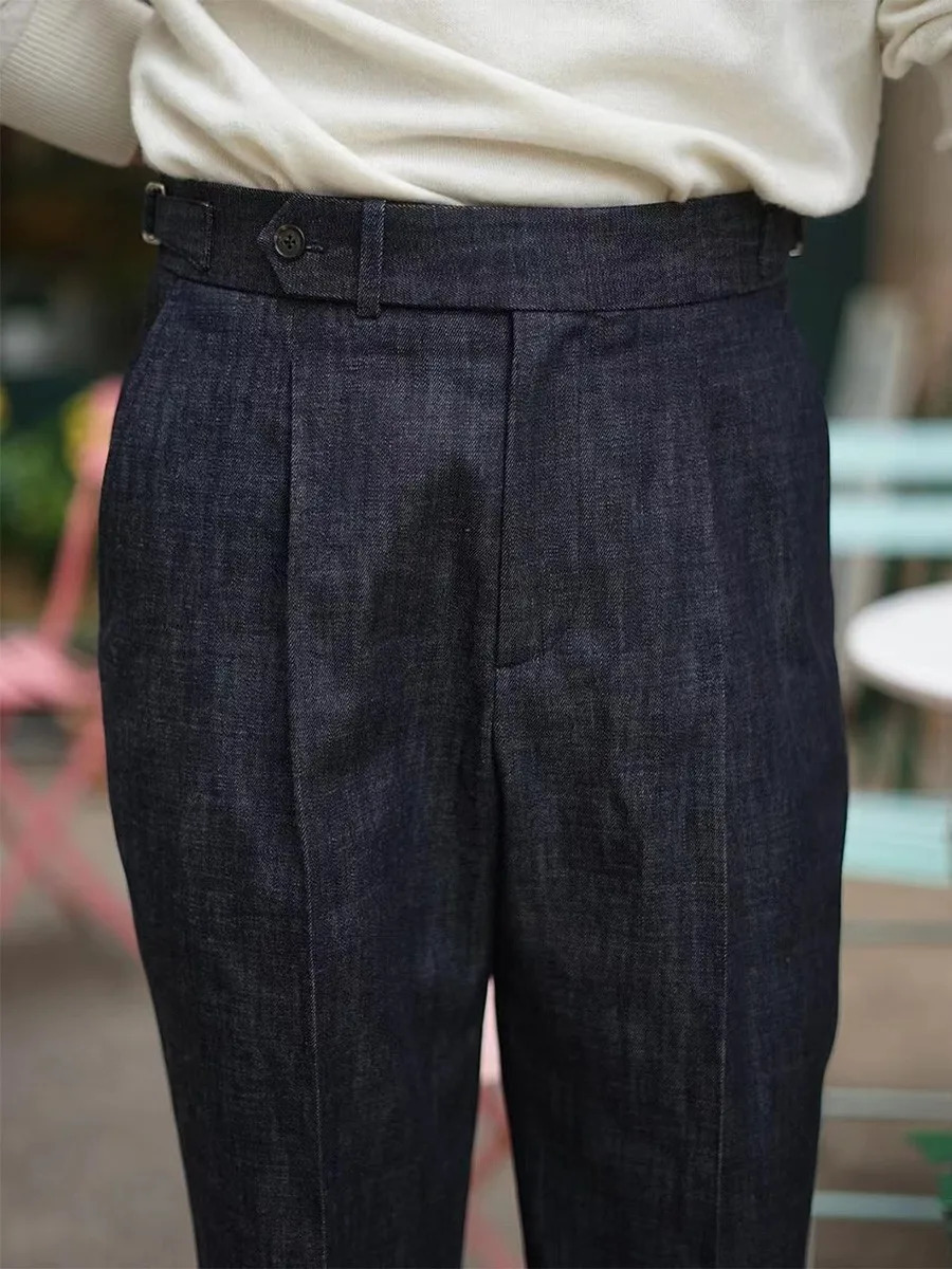Italian Vintage Paris Button Loose Tapered Casual Pants Naples Washable Jeans Can Be Customized 250306wtt