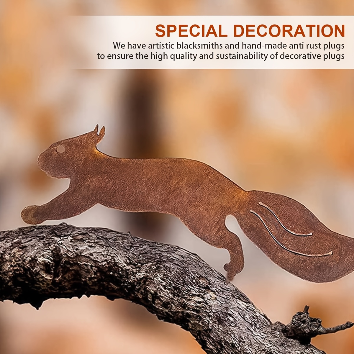 1 Piece Rustic Metal Squirrel Statue Rusty Squirrel Climbing On Thing Tree Trunk Metal Garden Decor Garden Stakes Rusty Garden Decoration