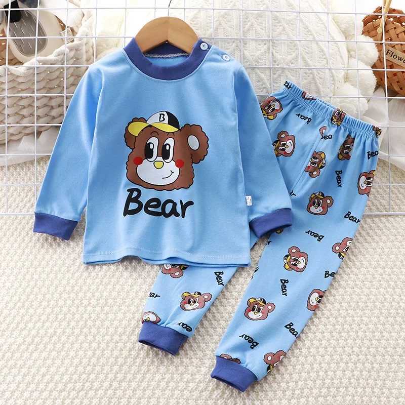 Newborn Kids Boys Girls Pajama Sets Cartoon Casual Long Sleeve Cute T-Shirt Tops with Pants Toddler Baby Autumn Sleeping Clothes M250306