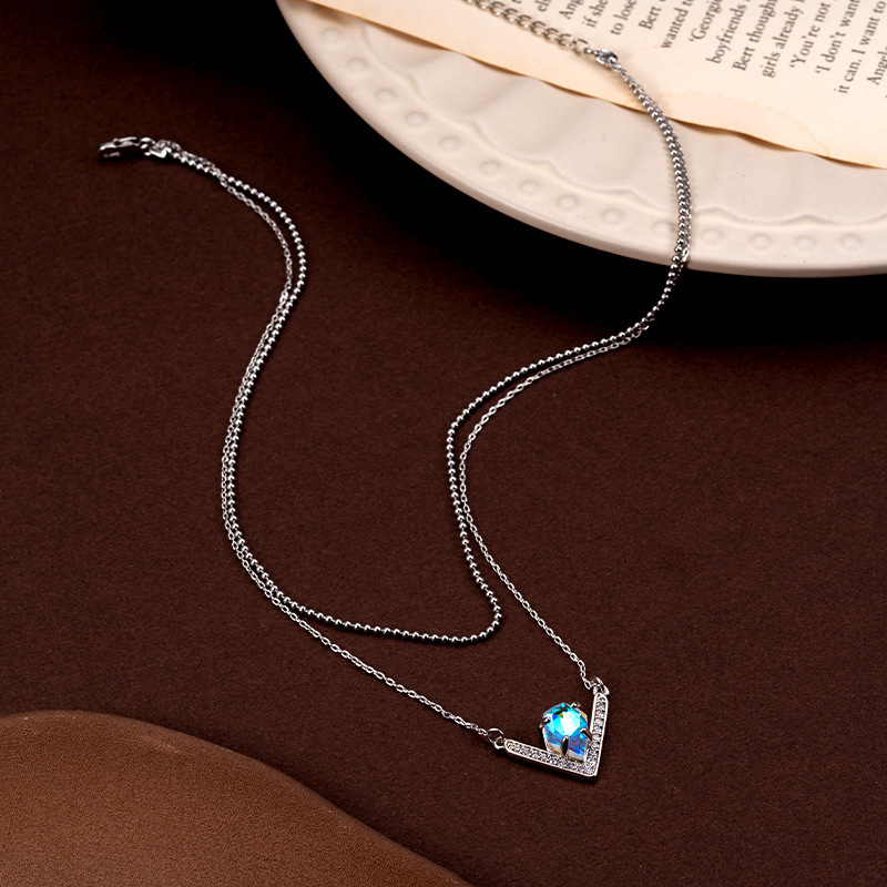 Personality Temperament Platinum Necklace Female Niche Instagram Design V Line Clavicle Chain Jewelry