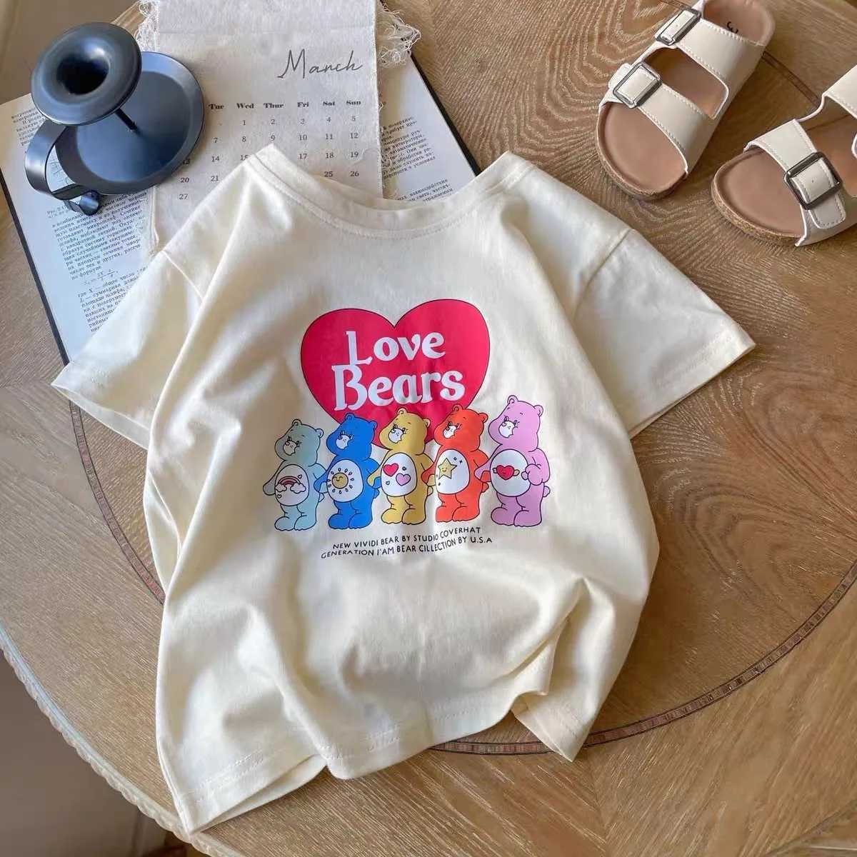 Cute Little Bear Printing T-shirt New Baby Trendy Summer Costume Boys And Girls Cartoon Tees Baby Loose Thin Short-sleeved TopsT250306